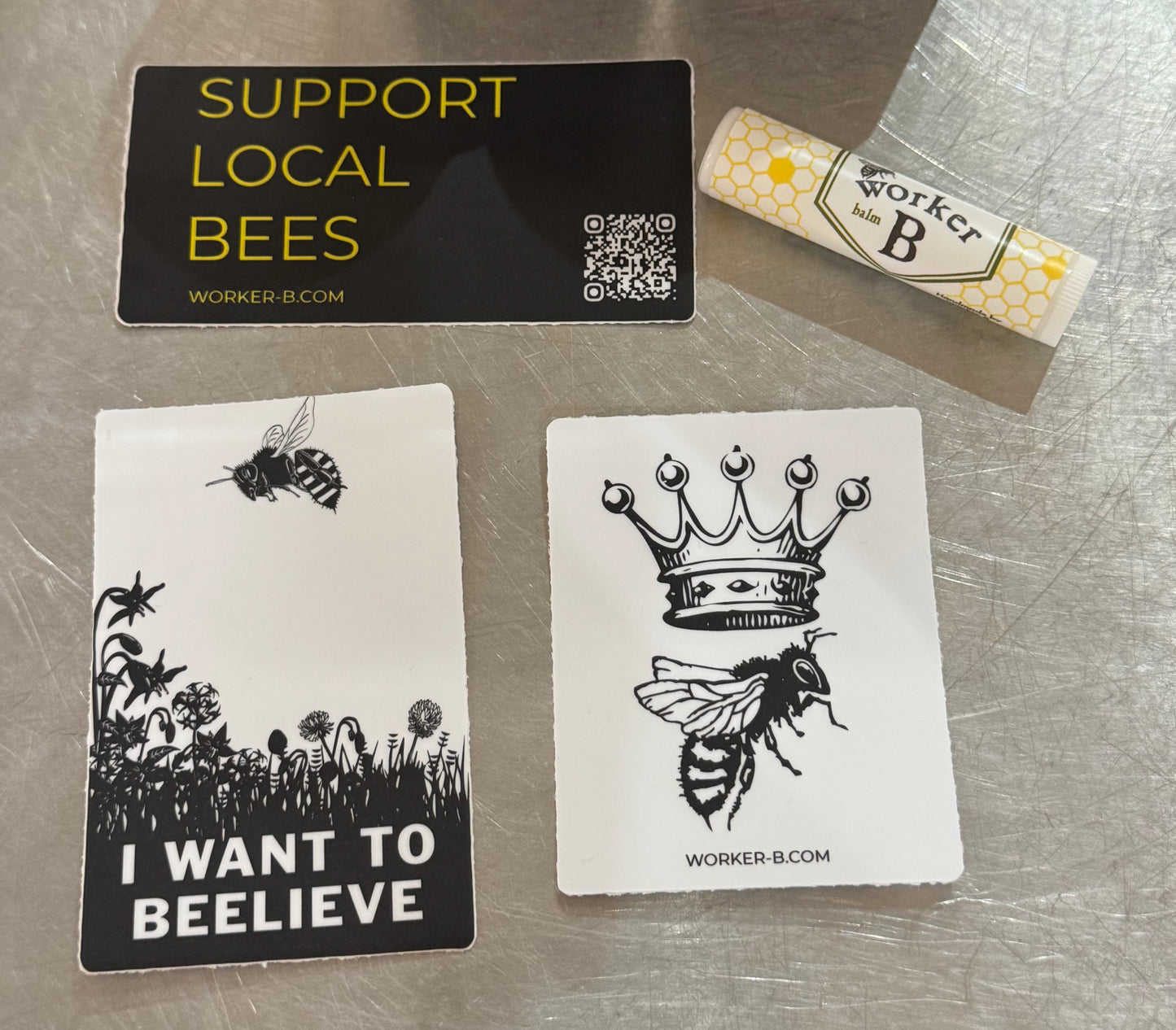 3 Stickers with Lip Balm for scale